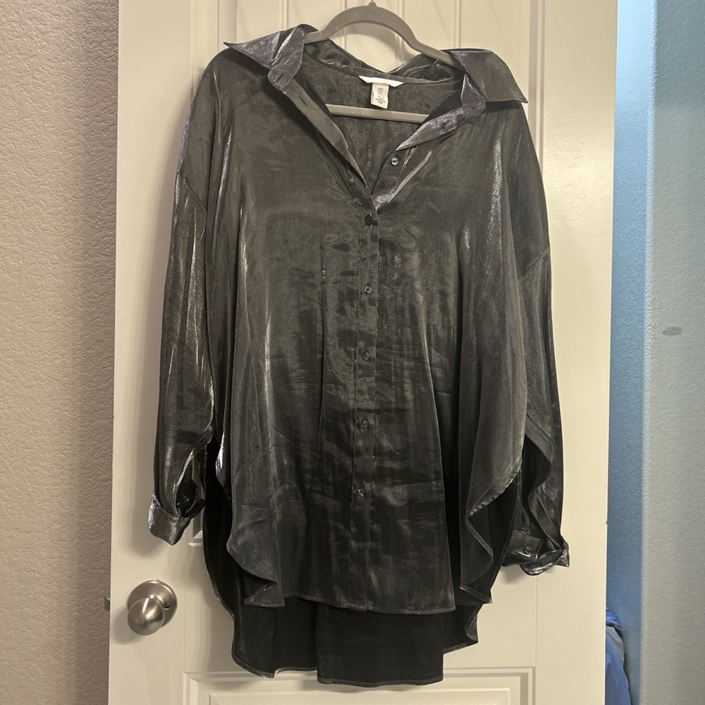 H&M Metallic Silver Blouse